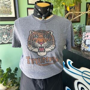 Lucky Brand Gray Triumph Tiger Graphic T-Shirt